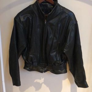 Vintage Heavy 80s Black Leather Jacket